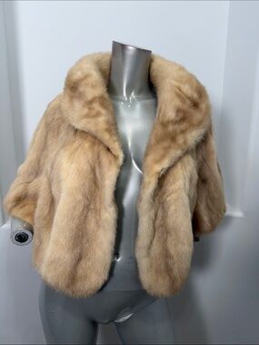 Morton’s 1940s Blonde Mink Fur Capelet Stole Honey Blonde Old Hollywood  Glam